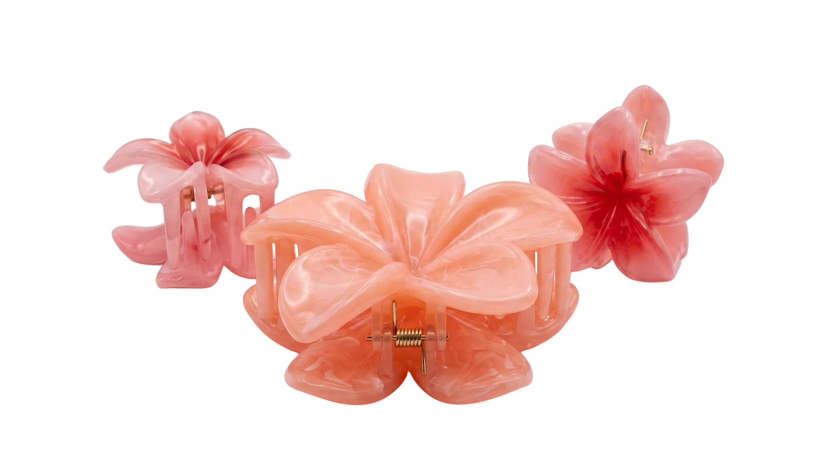 Peach Floral Claw Clip